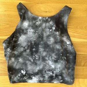 Athleta Conscious Crop Sports Bra, Women’s Size Small, Grey & White Tie Die
